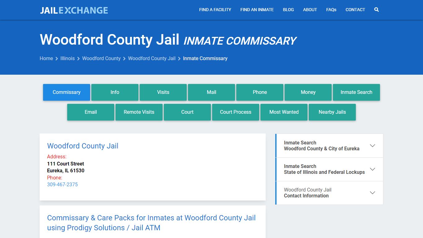 Inmate Commissary, Care Packs - Woodford County Jail, IL