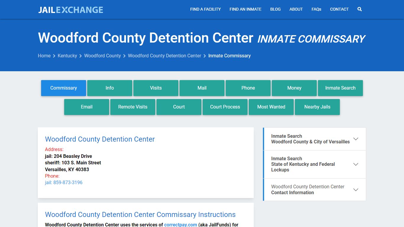 Woodford County Detention Center Inmate Commissary